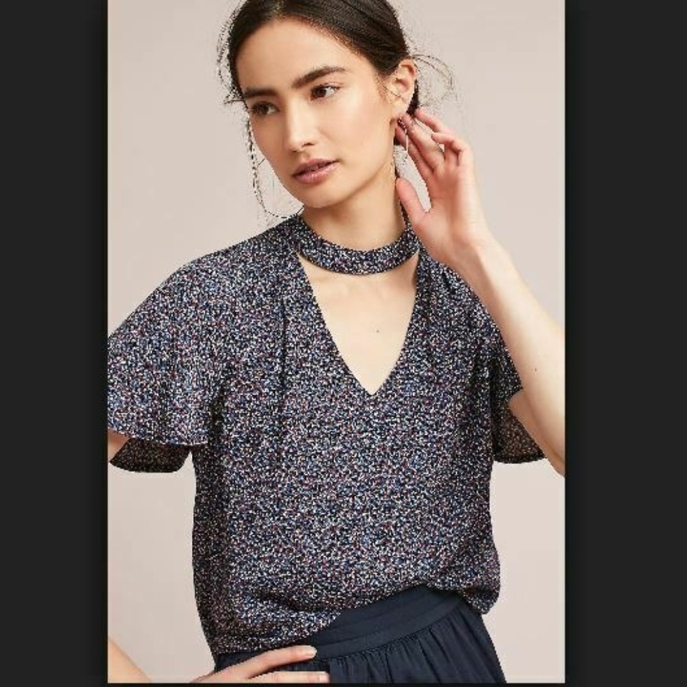 ANTHROPOLOGIE Top Maeve Bella Floral Choker Ditsy